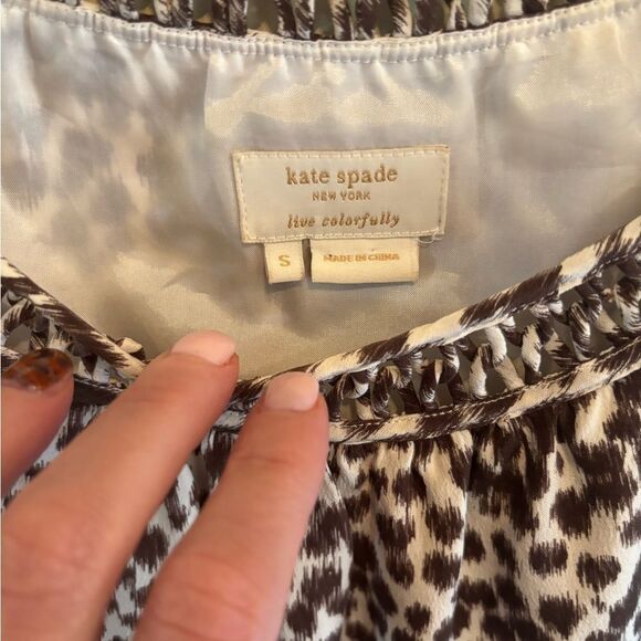 Kate Spade Brown and White Smocked Blouse - Picture 5 of 6